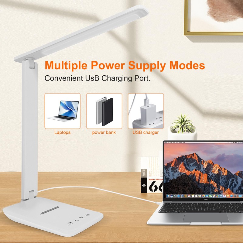 joyshie Desk Lamp Dimmable Table Lamp Reading Light with USB