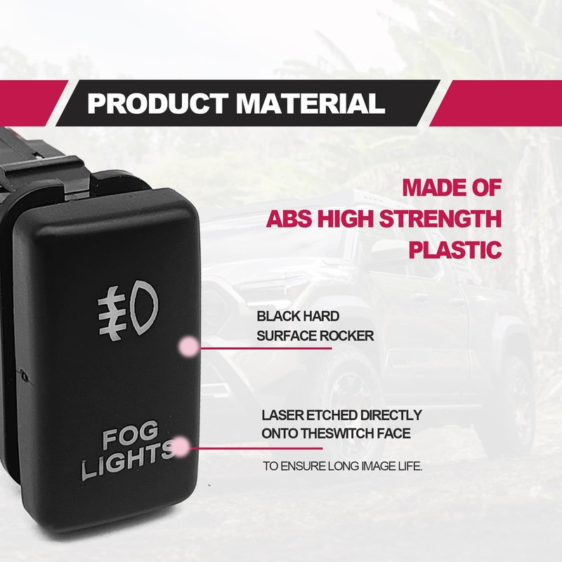 LED Fog Light Symbol Push Button Switch with Connector Wire