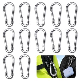 Pack of 20 Carabiners, Carabiners Maximum Load 36 kg, Small Carabiner Hooks, Carabiner Stainless Steel Key Ring for Travel, Backpack, Dog Lead, Camping, Punch Bag etc