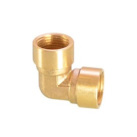 Threaded Fittings Brass Pipe, 90 Degree Elbow Connector Brass Hose Barb Fitting, BSP Thread Pipe Oil Gas Elbow Fitting Coupler (3/8" Female x 3/8" Female)