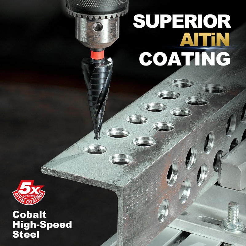 EZARC M35 Cobalt Step Drill Bit for Metal, 3/16"-7/8", 5/16"