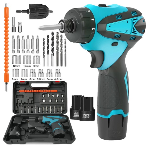 Unbranded Cordless Compact Drill Driver Brushless Electric Screwdriver w/ 2Battery