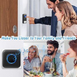 Bitiwend Wireless Doorbell, Waterproof Wireless Doorbell, 2 Transmitters and 3 Receivers with 300 m Range, 52 Ringtones LED Display (Black)