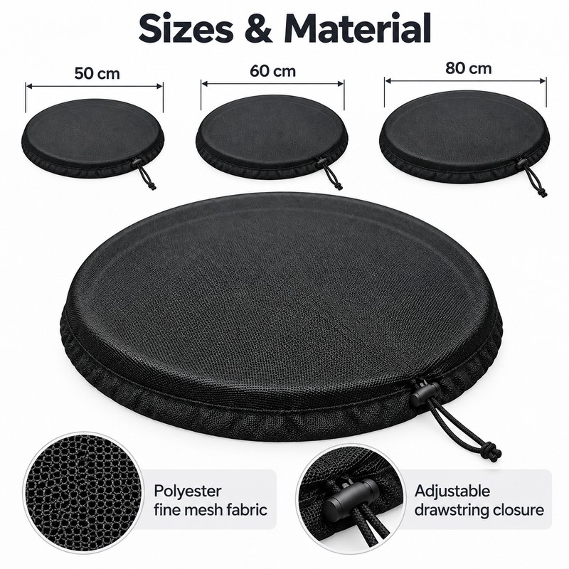 Drawstring Mesh Rain Barrel Cover for Outdoor Water Storage –