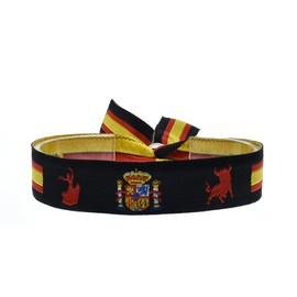 BDM Spain bracelet with the national coat of arms and bull and flamenco silhouette drawings on a black background and adjustable. Original unisex gift for men or women from