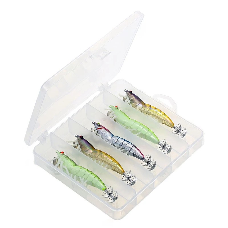 Lixada 5pcs 12cm/21g Noctilucent Fishing Shrimp Lure Prawn Squid Bait