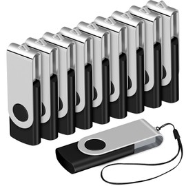 AreTop 20-Pack Flash Drive 256MB Bulk Thumb Drives USB 2.0 Metal Memory Sticks with Lanyard,Portable Keychain Jump Drive Multipack for Date Storage at Home & The Office Black