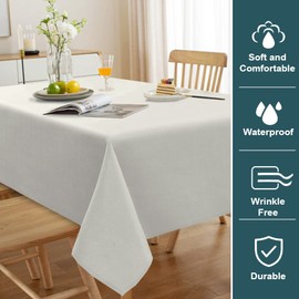 FantasDecor Square Tablecloth Linen Table Clothes for Square Tables Wrinkle Resistant and Waterproof Washable Fabric Cover for Dining Room and Outdoor Use, Ivory, 54 x 54 Inch