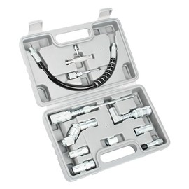 sliyxtwio Grease Gun Accessory Kit, 12 Piece Grease Gun Coupler Set for Hard to Reach Grease Fittings, Heavy Duty Lubrication Grease Zerk Fitting Adapters with Grease Gun Hose Holder