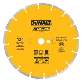 DEWALT DW4747 XP 12-Inch Dry Cutting Diamond Segmented Saw Blade with 1-Inch Arbor for Asphalt, Brick, and Concrete