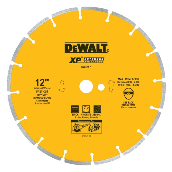 DEWALT DW4747 XP 12-Inch Dry Cutting Diamond Segmented Saw Blade
