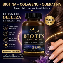 Biotina Colágeno Queratina 60 Cápsulas Fórmula Vegana