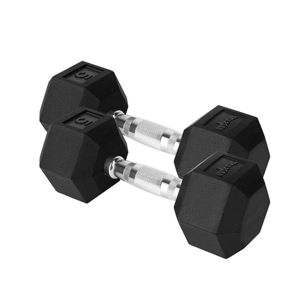 Cast Iron Chrome Grip Hex Dumbbell 5 lbs - Pair