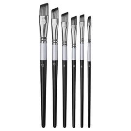 Paint Brush Set for Art 6 Pcs Angled Flat Paintbrush Kit Artist Paint Brushes for Acrylic Watercolor Oil Gouache Craft Detail Face Model Painting Brushes for Beginners Professionals
