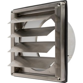 Repa Market 6" Inch Stainless Steel Exhaust Vent with Louvers - Rubber Gasket Seal - Wall Mount Duct Cover - Kitchen, Garage Outdoor Exhaust Cap - Metal Dryer and Range Hood Grille for HVAC Systems