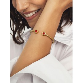 PROSTEEL July Adjustable Birthstone Ruby Cuff Bracelet 18K Stainless Steel Red Crystal Bangle Bridesmaid Women Jewelry