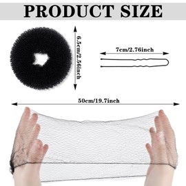 Donut Hair Bun Maker Set,Hair Nets For Buns,4 Pcs Donut Shapers,10 Pcs Invisible Hairs Nets & U Shaped Bobby Pins,Hairs Accessories Kit for Ballet Girls,Food Service Worker