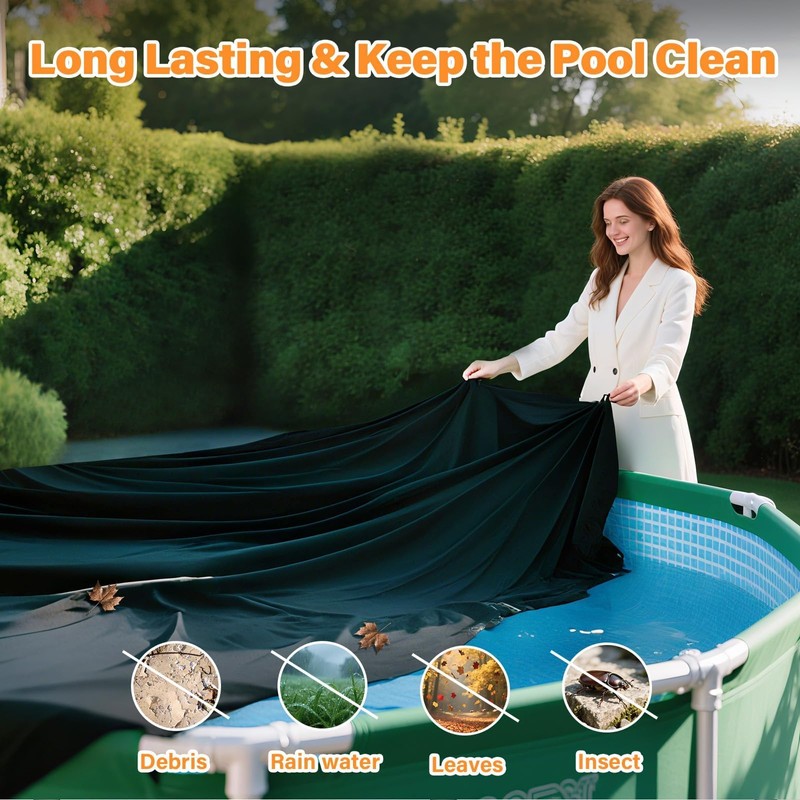 SAFANA 14FT Round Pool Covers for Above Ground Pools, Round