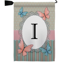 Bugs & Frogs Butterflies I Initial Garden Flag Set Mailbox Hanger Monogram Friends Butterfly Ladybugs Dragonfly Bee Springtime Insect Natural Wildlife Gift Yard House Double-Sided 13 X 18.5