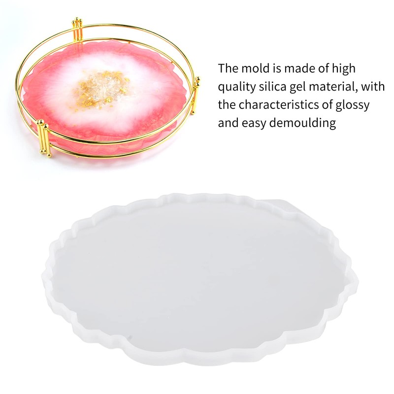 Large Round Resin Tray Mold, Irregular Silicone Serving Tray Geode