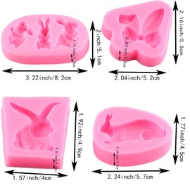 Mujiang Rabbit Fondant Mold Easter Bunny Ears Chocolate Candy Silicone Molds For Cake Decorating Set Of 4