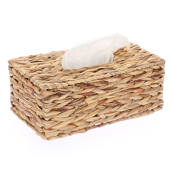 SUMNACON Handwoven Rattan Tissue Box, Tissue Box, Tissue Holder, Napkin Storage Box for Living Room, Dining Room, Office, Hotel, Restaurant (Empty Base)