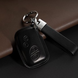 Smyfob Black Leather Keychain and car Key fob Cover Compatible with Lexus Shell Holder case Gifts Accessories ES250 ES300h ES350 IS300 IS350 NX300 RC F RC300 RC350 RX350L RX450h RX450hL