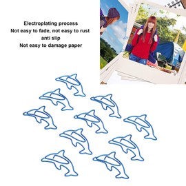 HERCHR Cute Paper Clips, 100 Pieces Blue Dolphin Paper Clips, Animal Design Paper Clips, Bookmark Clips, Small Paper Clips for Office, School, Students