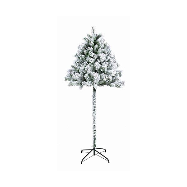 Garden Store Direct Half Parasol Christmas Tree 5ft, 6ft & 7ft - Green or Snowy/Flocked (7ft (210cm), Snowy/Flocked)