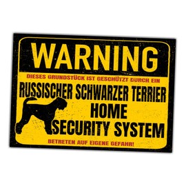 Russian Black Terrier Warning Security System Door Sign