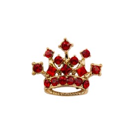 AN KINGPiiN Lapel Pin for Men Royal Crown Crystal Badge Brooch Suit Stud, Shirt Studs Men's Accessories (Gold-Red)