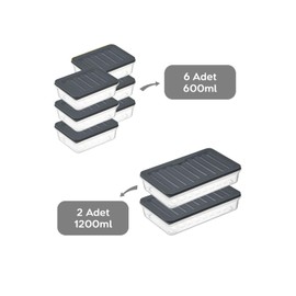 IDOBY Stackable Food Storage Containers, Storage Container Set, Freezer & Fridge Organiser with Lid, Frost-proof up to -25 °C, Reusable Food Boxes (8 Mixed (6 x 600 2 x 1200))