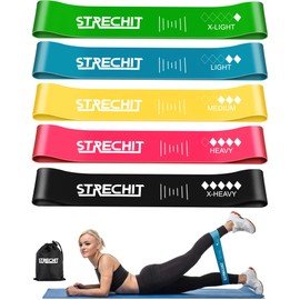 Resistance Bands for Men & Women Set of 5 with Different Resistance Levels for Shaping Legs & Glutes - Exercise Band for Gym, Yoga, Home Exercise, Workout with Carrying Bag & Posture Guide