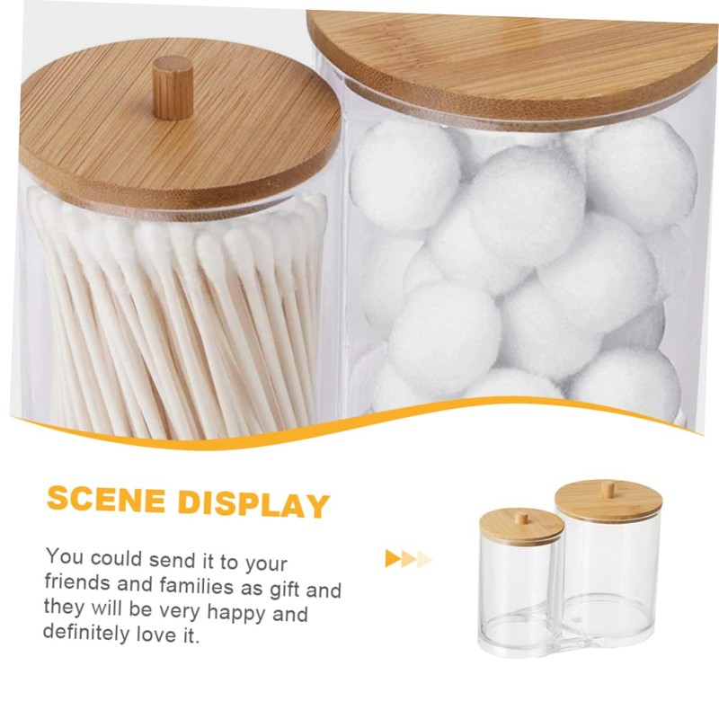 WOONEKY Make up Brush Storage Bamboo Lids Swab Organizer Home