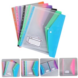 NUOBESTY 6pcs Binder Pockets with Snap Button Document Pouches for File Storage Office School Supplies Easy Access File Holders in Blue Black Green Pink Orange Purple