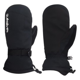 Quiksilver Boy's Mission Mittens - Waterproof & Insulated, Adjustable Cuff, Nose & Goggles Wipe, Durable, Black, Small