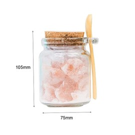 250ML/8oz Empty Clear Glass Container Jar Bath Salt Bottle Container Storage Pot with Wood Spoon and Cork Stopper Multipurpose Honey Candy Storage