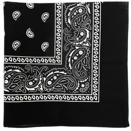 MDSTYLE 6 PCS 100% Cotton Bandanas 22” x 22" for Men & Women Paisley Handkerchief Headband Scarf Bandana (Black)