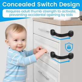 ECHOCUBE Child Safety Drawer Locks, 6 Pieces Adjustable Cabinet Locks, Baby Safety Belt Locks for Cabinets, Refrigerator, Toilet, Trash Can (Black)