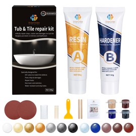 Tub Repair Kit White(Color Match), Fiberglass Porcelain Repair Kit for Acrylic, Ceramics, Enamel, Tile, Repairs Chips, Cracks, Scratches, Holes on Tub, Tile, Bathtub, Toilet, Sink, Shower Tray