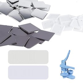 DCBADGE Fridge Magnet Button Maker Parts, 50mm(1.97in) Square Badge Maker Supplies for Blank Back Button, with 100 Sets of Metal Cover&Plastic Back Cover&Clear Film&Blank Paper&Soft Magnet