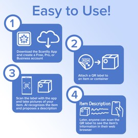 Smart QR Label System Using AI for Storage Bins, Moving and Organization - 72 Rectangular Stickers in six Colors - 1.75in x 2.75in (4.45cm x 7cm)
