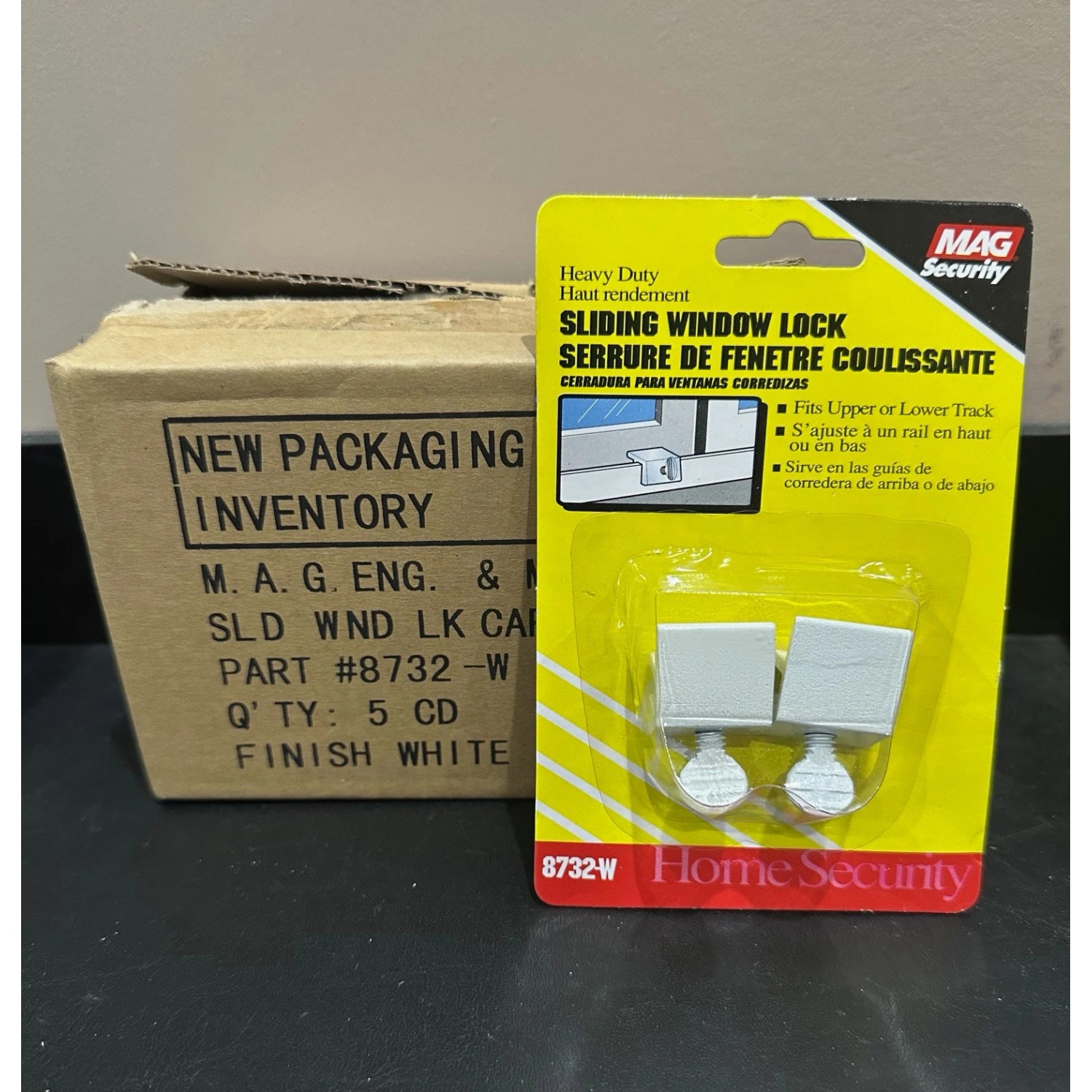 Mag Security 8732-W Sliding Window Lock, White, BOX OF 5 PAIRS - ibspot.com