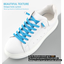 No Tie Shoe laces with Elastic Laces，Elastic Shoelaces for Adults and Kids Silver