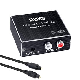 BLUPOW VA84 DAC Digital to Analog Converter, Optical and Coaxial Input to RCA + 3.5mm Stereo Output, Audio Converter, Optical Digital-to-Analog Converter, DA Converter, Compatible with 192Khz/24-bit