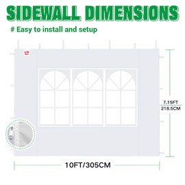 Acepic Instant Canopy Tent Sidewalls for 10x10 Pop Up Canopy 210D Waterproof, 2Piece Sidewalls, White(2PCS Sidewall Only, Canopy Tent NOT Included)