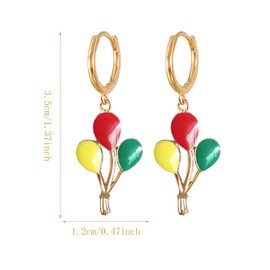 WUWEIJIAJIA 2 Pairs Gold Cute Colorful Enamel Balloons Hoop Dangle Drop Earrings Set for Women Statement Trendy Sweet Non-Tarnish (2-piece set)