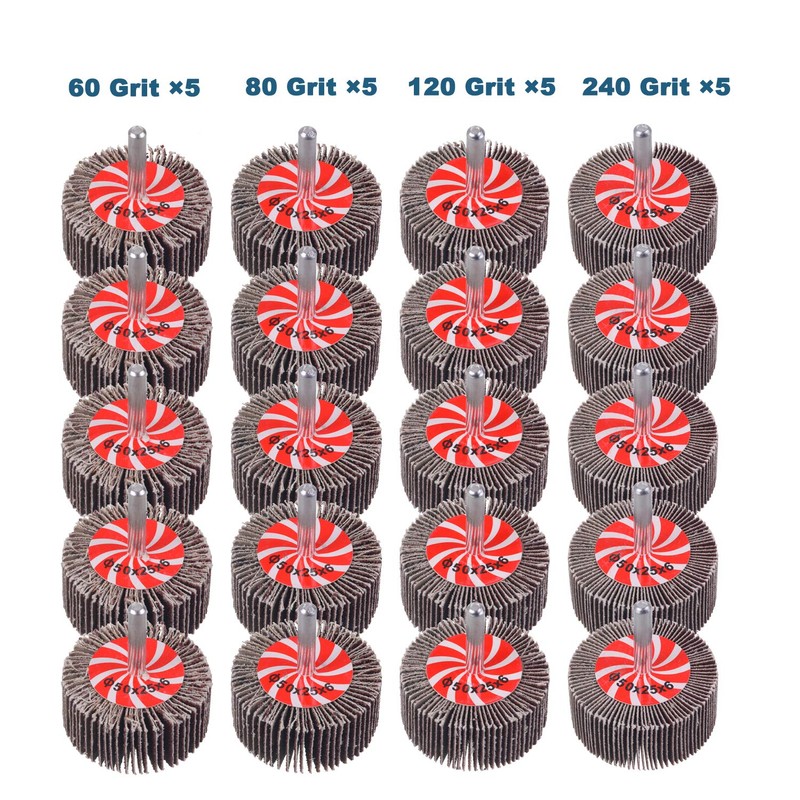 20 Pack Abrasive Flap Wheel Sander Set, Mixflor 2”X 1”