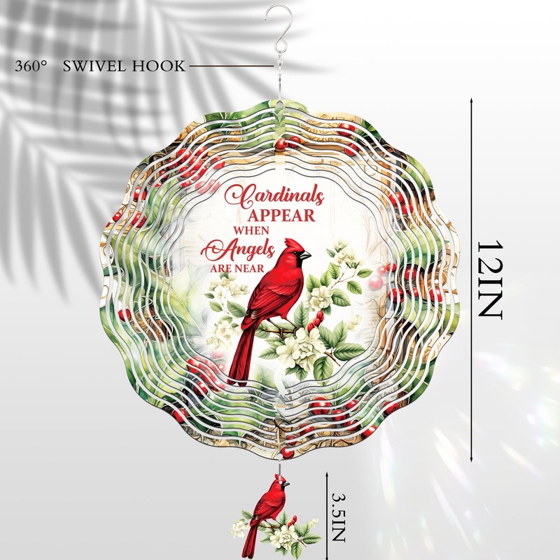 LIRAVENO Cardinal Wind Spinners Outdoor - 3D Metal Hanging Decor