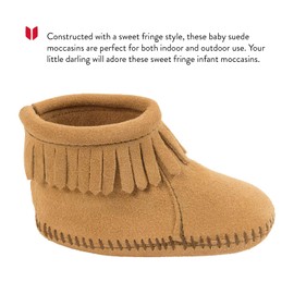 Minnetonka Back Flap Bootie (Infant/Toddler),Tan,3 M US Infant